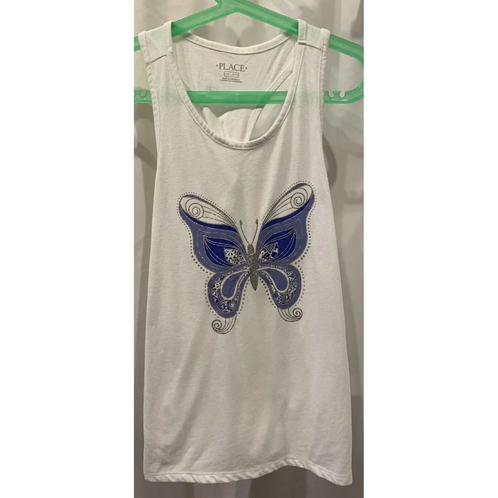 Girls Childrens Place Purple Butterfly‎ Tank Top size Large (10/12)